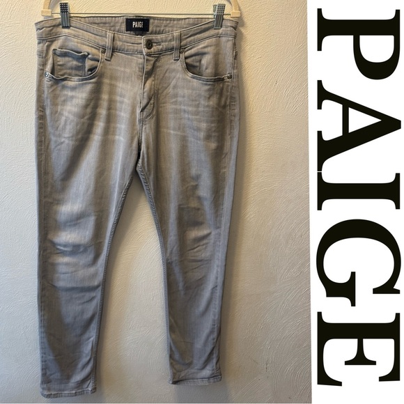 PAIGE Federal Slim Straight Gray Jeans Men’s Size 34 Made in USA Stretch Denim - Picture 2 of 7